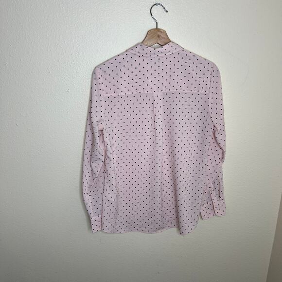 Talbots Long Sleeve Button Up Pink Polka Dot Sheer Blouse Small - Picture 8 of 13